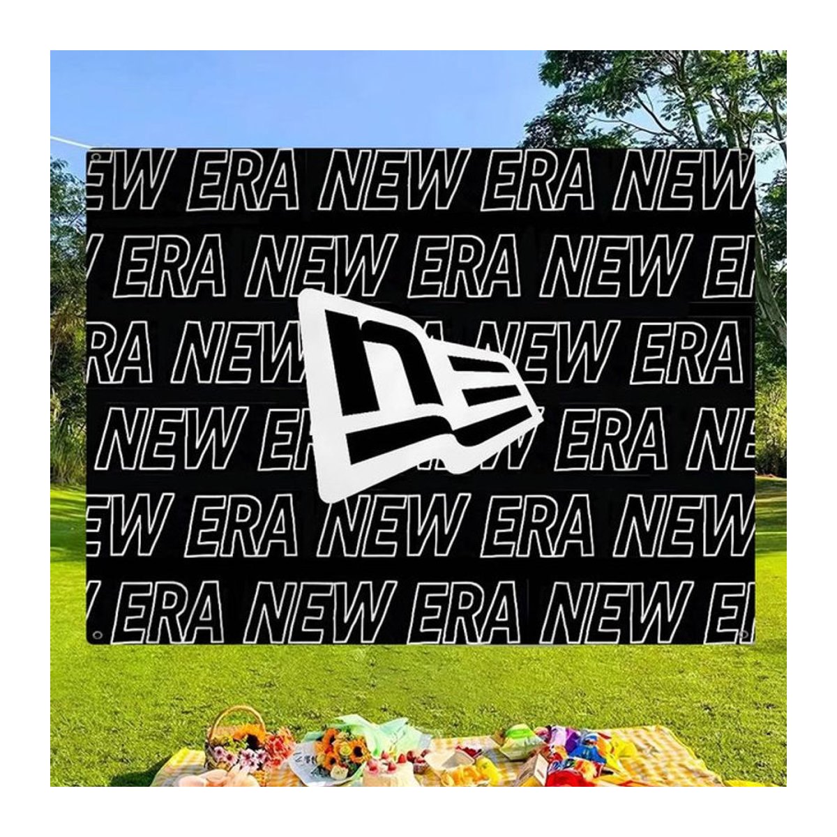 N-NewS E-Era Dekorative Geburtstagsparty-Banner mit abstraktem Logo-Druck in Schwarz aus Textil - Bild 1