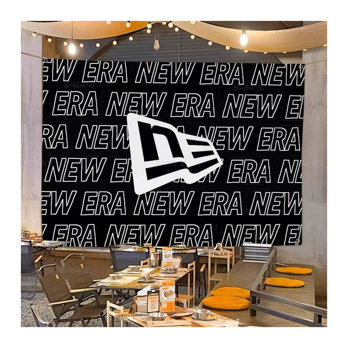 N-NewS E-Era Dekorative Geburtstagsparty-Banner mit abstraktem Logo-Druck in Schwarz aus Textil - Bild 2
