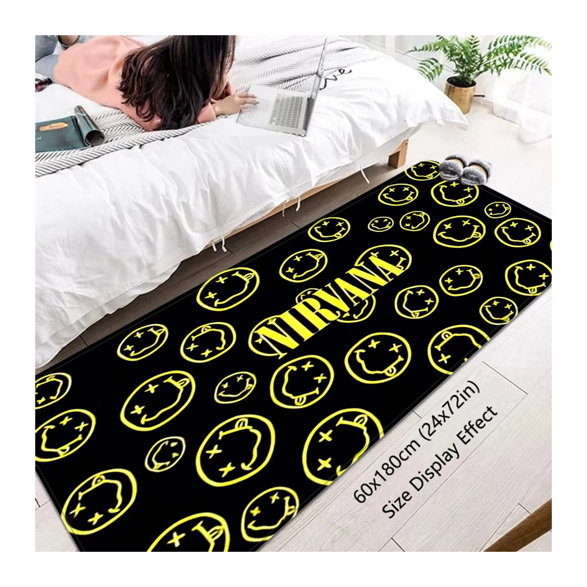 N-Nirvana Anti-Rutsch-Fußmatte in Schwarz für Wohnzimmer, Kinderzimmer oder Balkon - Bild 4