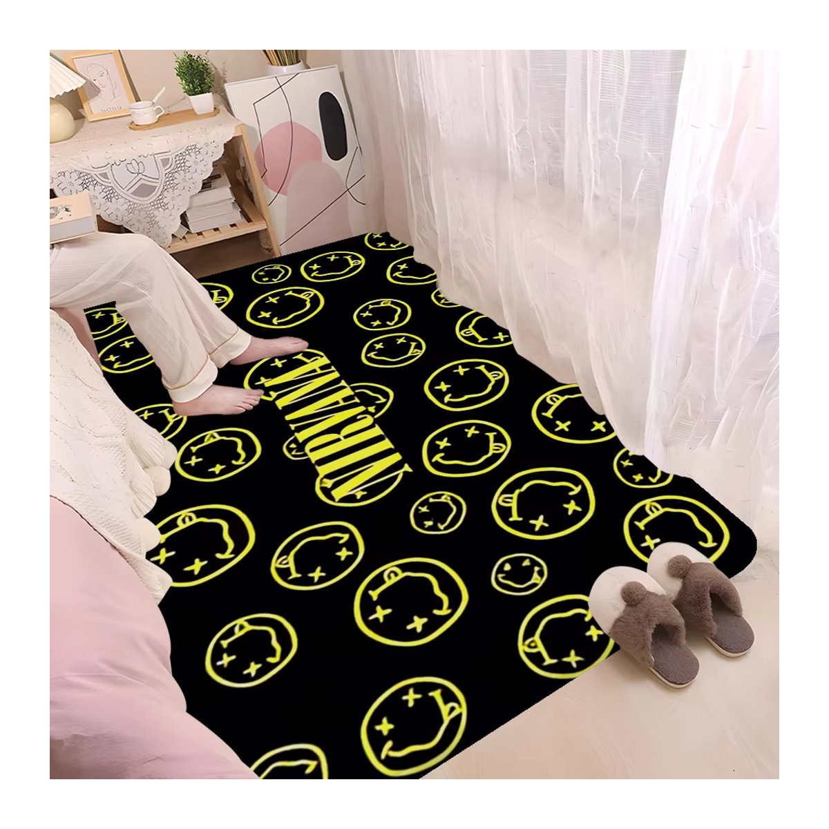 N-Nirvana Anti-Rutsch-Fußmatte in Schwarz für Wohnzimmer, Kinderzimmer oder Balkon - Bild 5