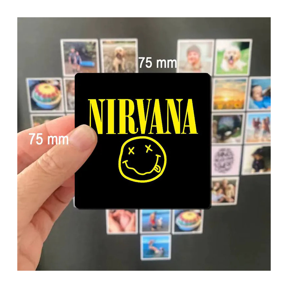N-Nirvana Personalisierter quadratischer Kühlschrankmagnet mit eigenem Foto in Mehrfarbig - Bild 3
