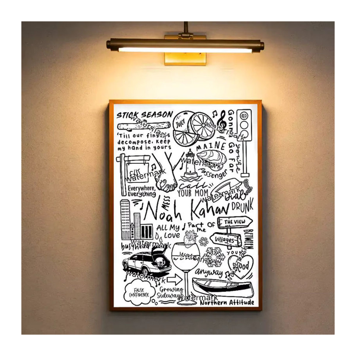 N-Noah Kahan Abstraktes Wandposter in Mehrfarbig, Selbstklebender HD-Druck als Abnehmbarer Wandaufkleber, Rechteckig, B/H: 25 x 25 cm - Bild 2