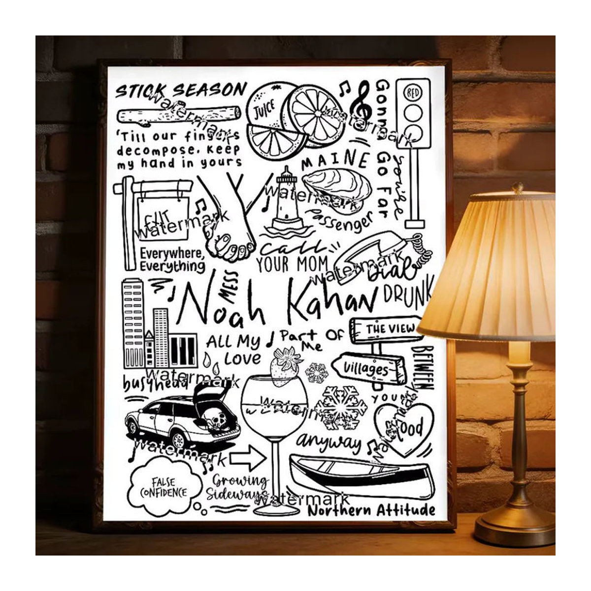N-Noah Kahan Abstraktes Wandposter in Mehrfarbig, Selbstklebender HD-Druck als Abnehmbarer Wandaufkleber, Rechteckig, B/H: 25 x 25 cm - Bild 4