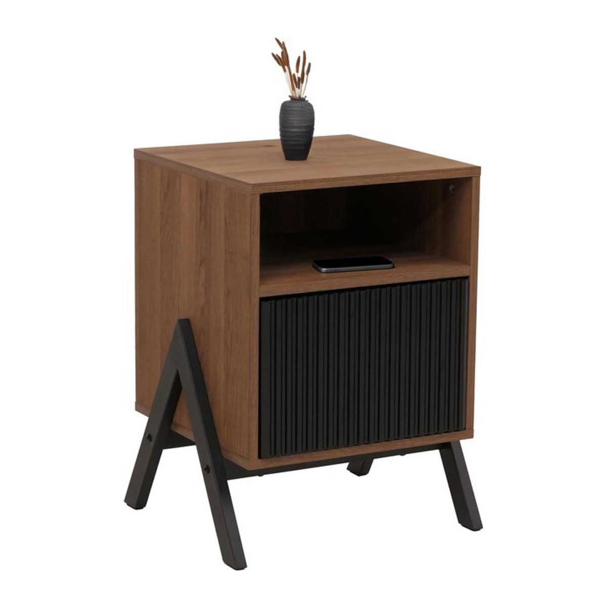Nachttisch MCW-O40 Kommode als Beistelltisch und Nachtschrank mit Schublade in Natur, B/T/H: 59 x 40 x 40 cm - Bild 1