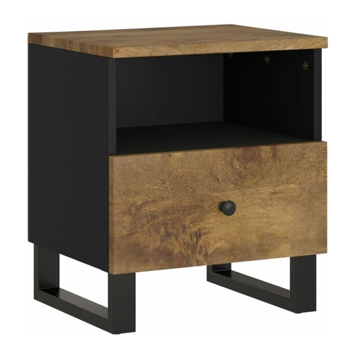 Nachttisch The Living Store aus Massivholz und Holzwerkstoff in Braun im Industrial Style - Bild 1