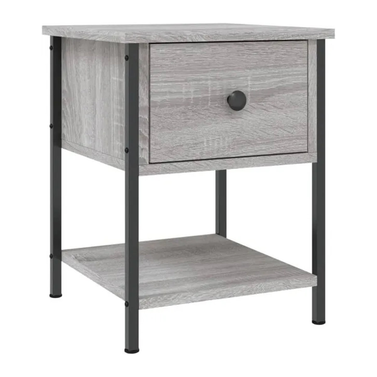 Nachttisch Vidaxl in Grau im Industrial Design aus Holzwerkstoff und Metall, B/T/H: 34 x 35,5 x 45 cm - Bild 1