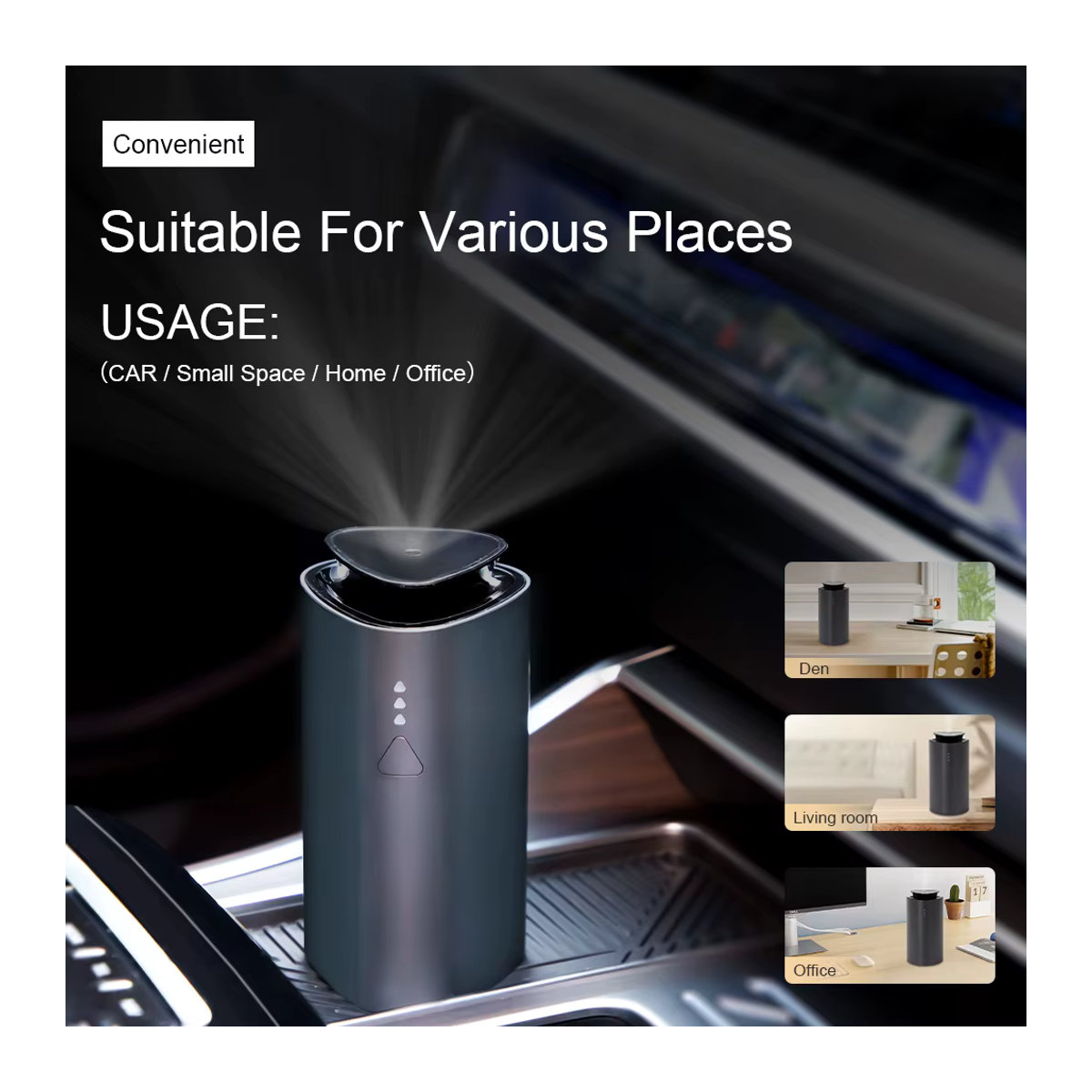 Namaste Aroma Diffuser Luftbefeuchter für Auto und Zuhause in Schwarz mit USB-Anschluss und Dual-Modi zur Aromatisierung mit Duftöl - Bild 2