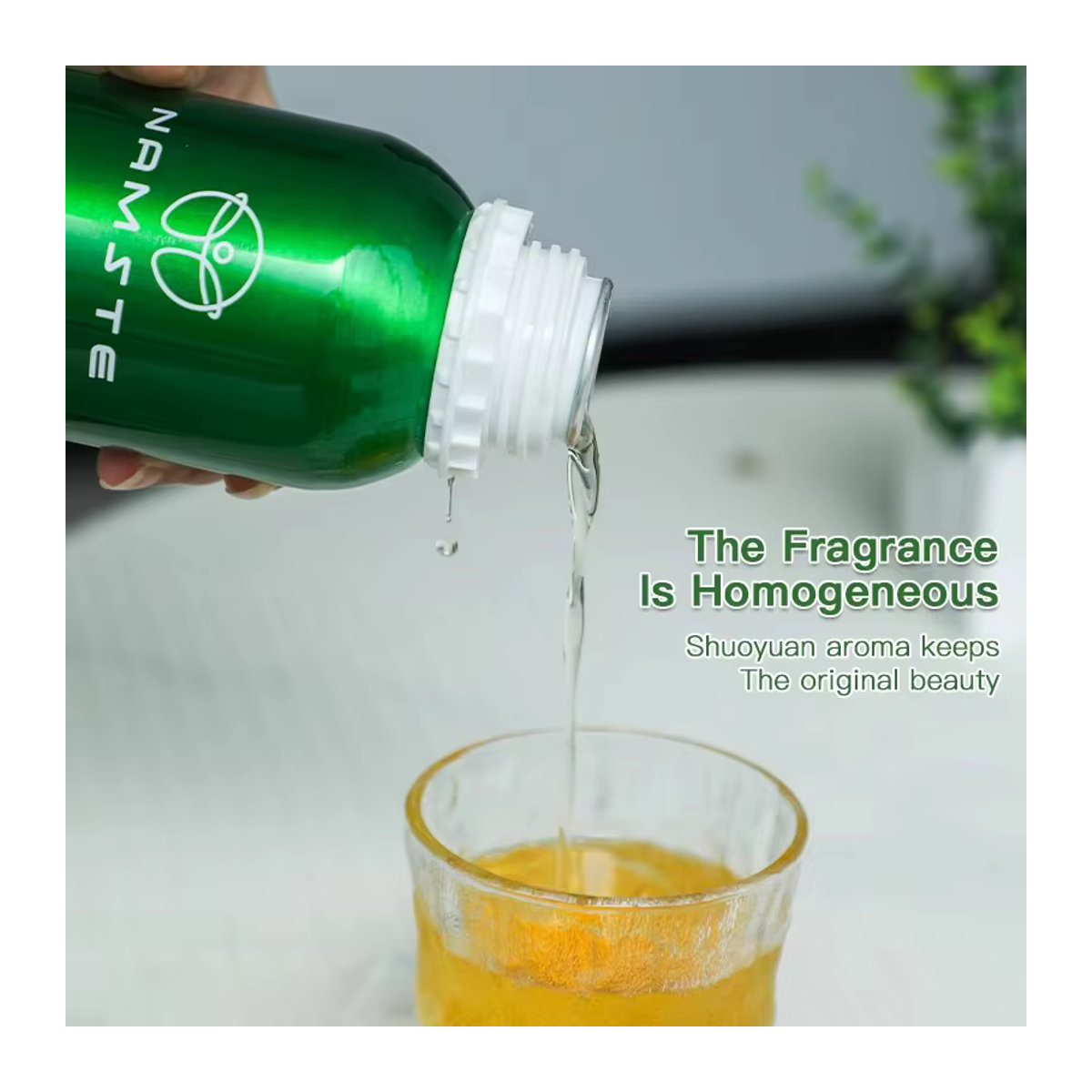 NAMASTE Elektrischer Diffusor aus Glas in Grün mit 500 ml Fassungsvermögen für ätherische Öle und Raumduft - Bild 3