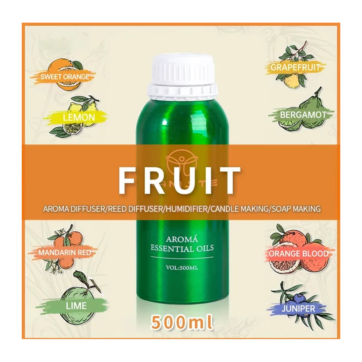 Namste Diffusor mit ätherischen Ölen Frucht-Sammlung, Duftöl-Set Lemon, 500 ml - Bild 1