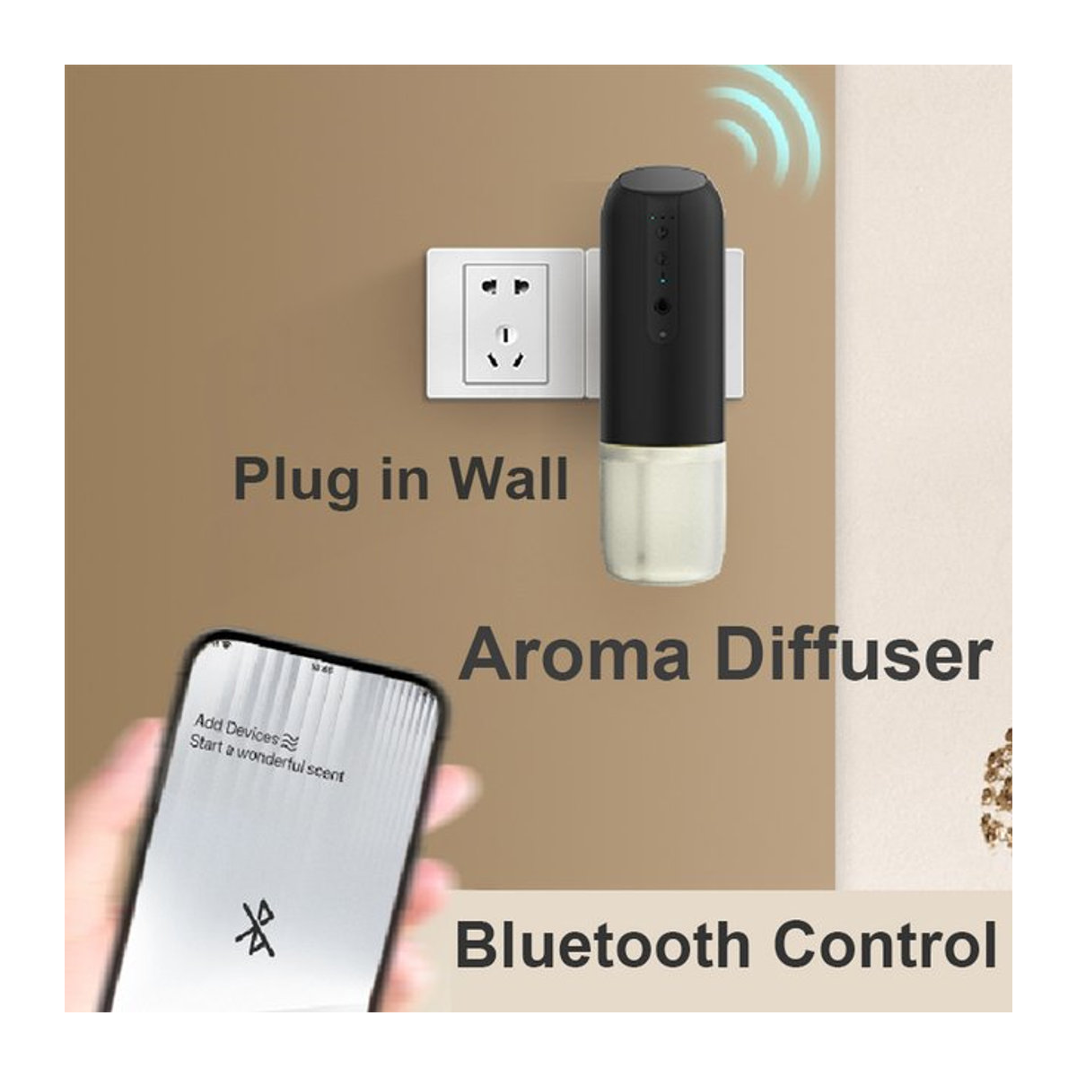 NAMSTE Wandsteckdosen-Aroma-Diffusor mit Smart-Bluetooth-Steuerung und automatischer Sprühfunktion, Duftspender in Schwarz - Bild 1
