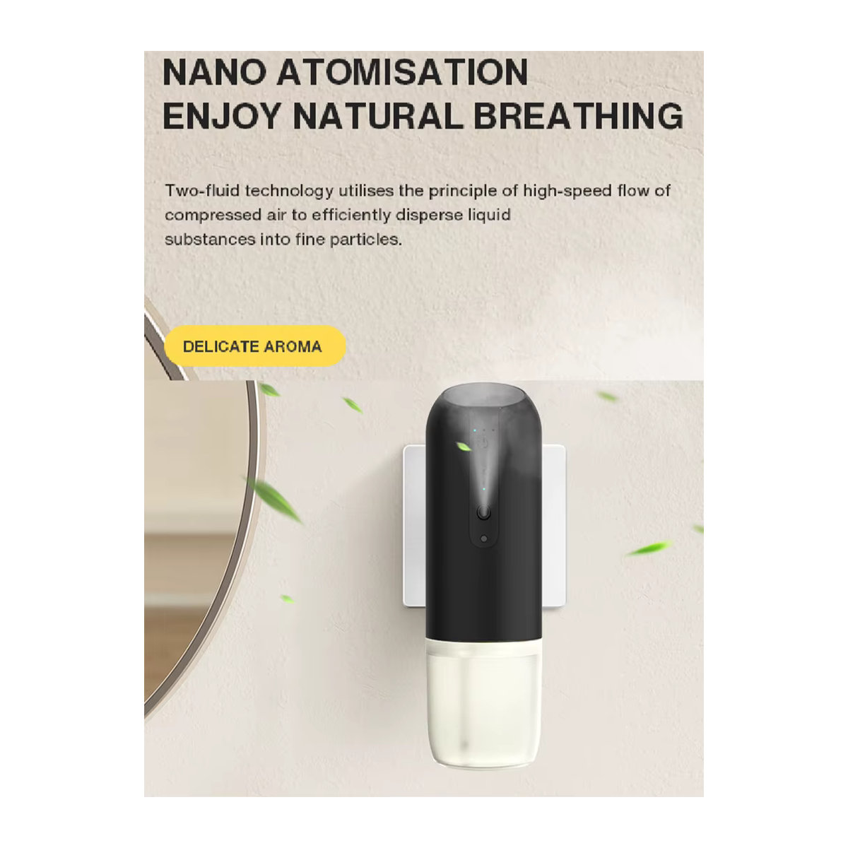 NAMSTE Wandsteckdosen-Aroma-Diffusor mit Smart-Bluetooth-Steuerung und automatischer Sprühfunktion, Duftspender in Schwarz - Bild 2