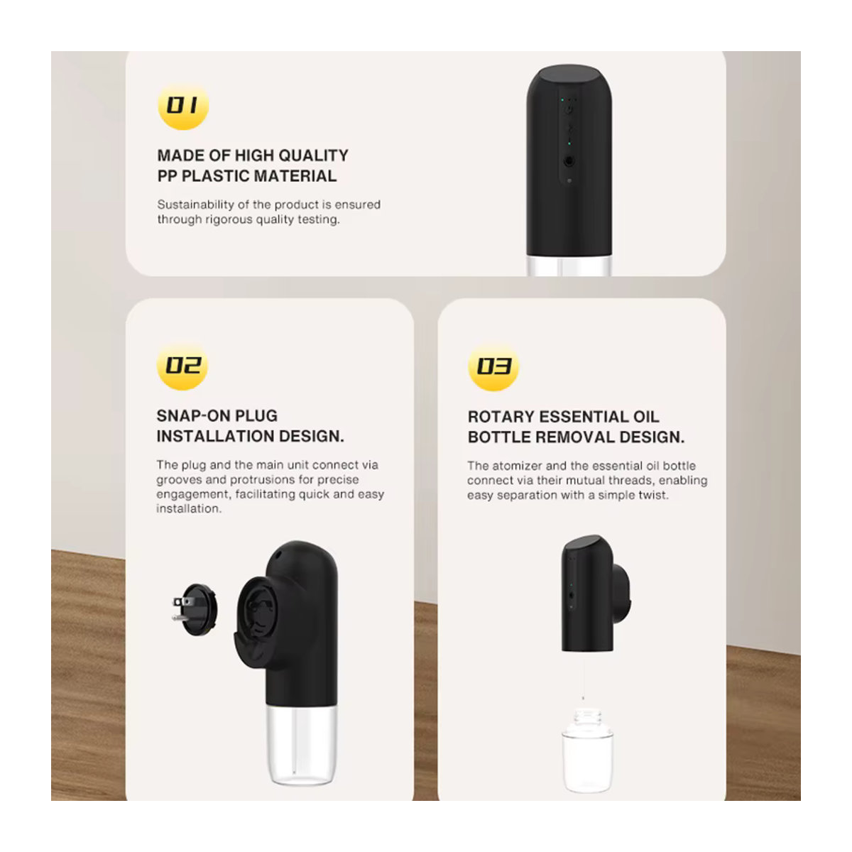 NAMSTE Wandsteckdosen-Aroma-Diffusor mit Smart-Bluetooth-Steuerung und automatischer Sprühfunktion, Duftspender in Schwarz - Bild 6