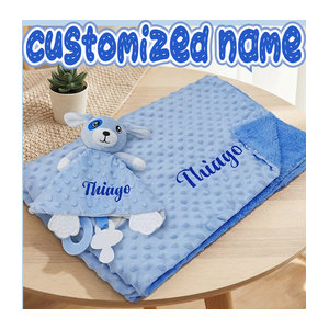 NanBeiCat Personalisiertes Baby-Bettwäsche-Set mit Tiermotiven aus 100% Baumwolle und individueller Stickerei in Blau
