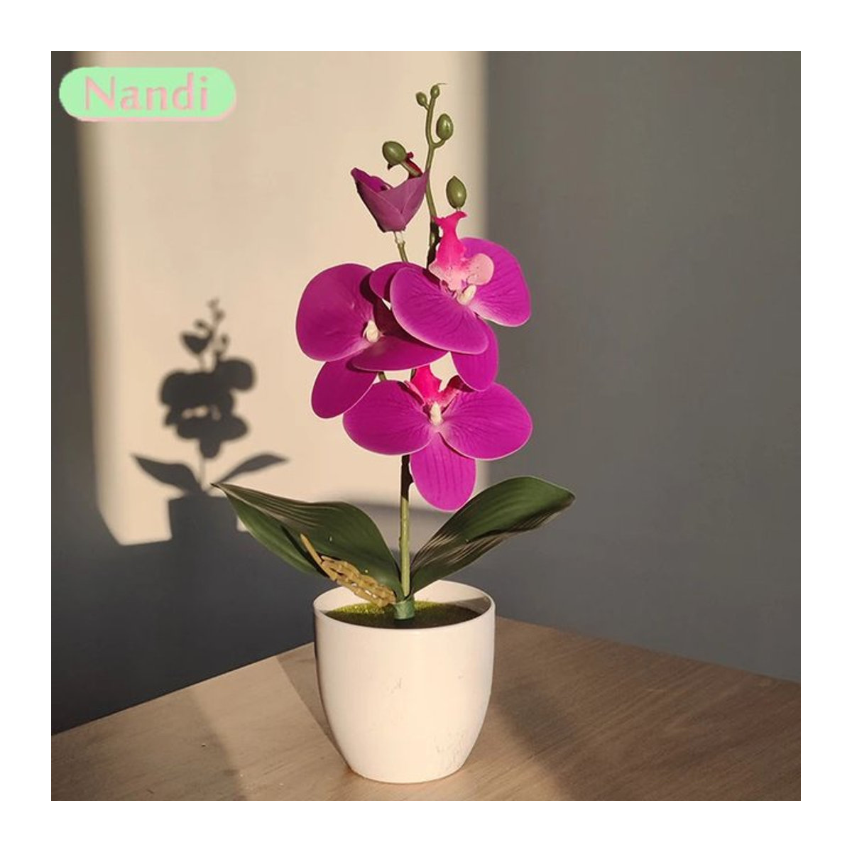 NANDI Kunstblume Schmetterlings-Orchidee in Lila, einzelner Stiel als Dekoration für Hochzeit und Heim - Bild 1