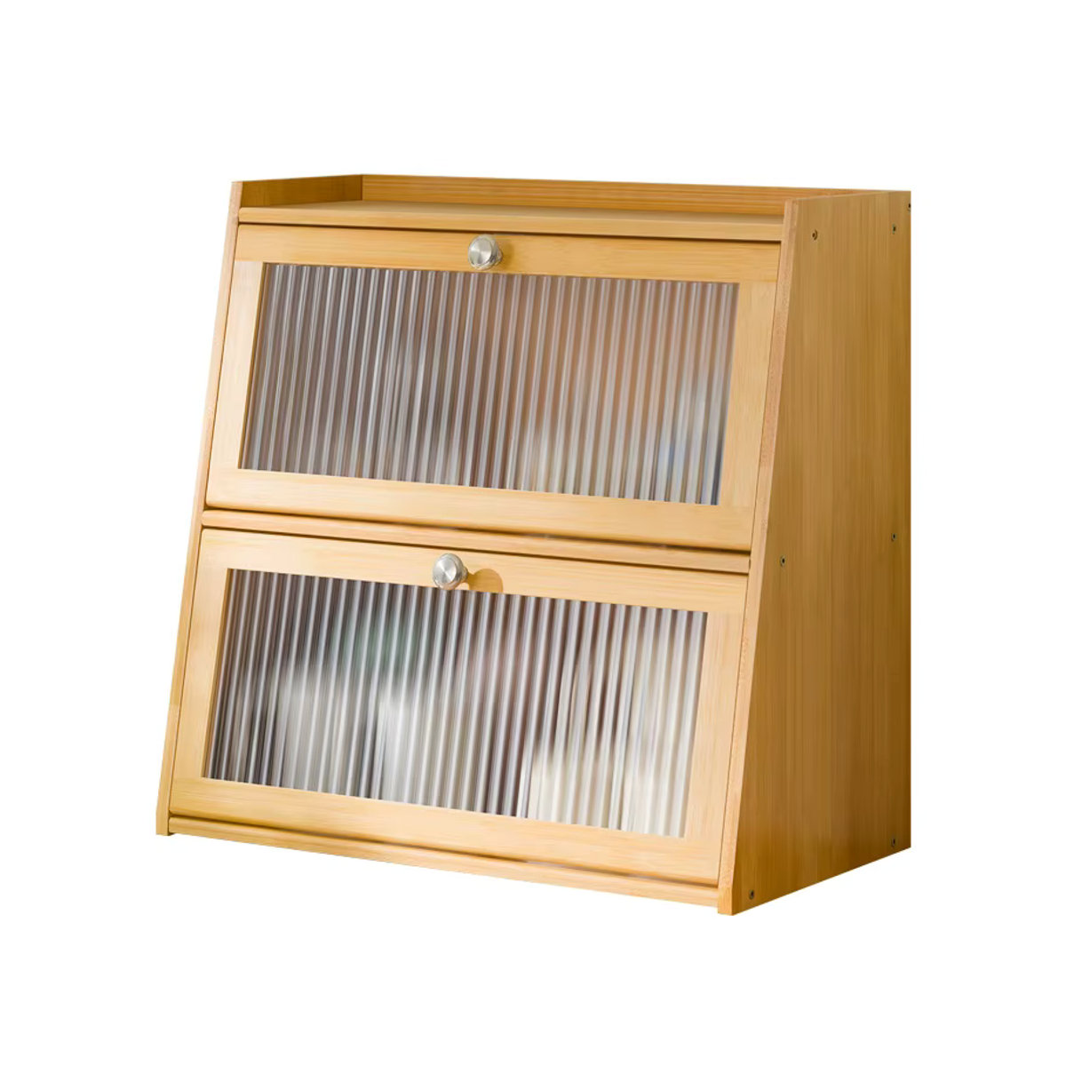 Nanzhu Desktop-Aufbewahrungsbox aus Holz in Braun mit minimalistischem Design und Streifenmuster für Tassen, Teeservice und Wasserbecher - Bild 3
