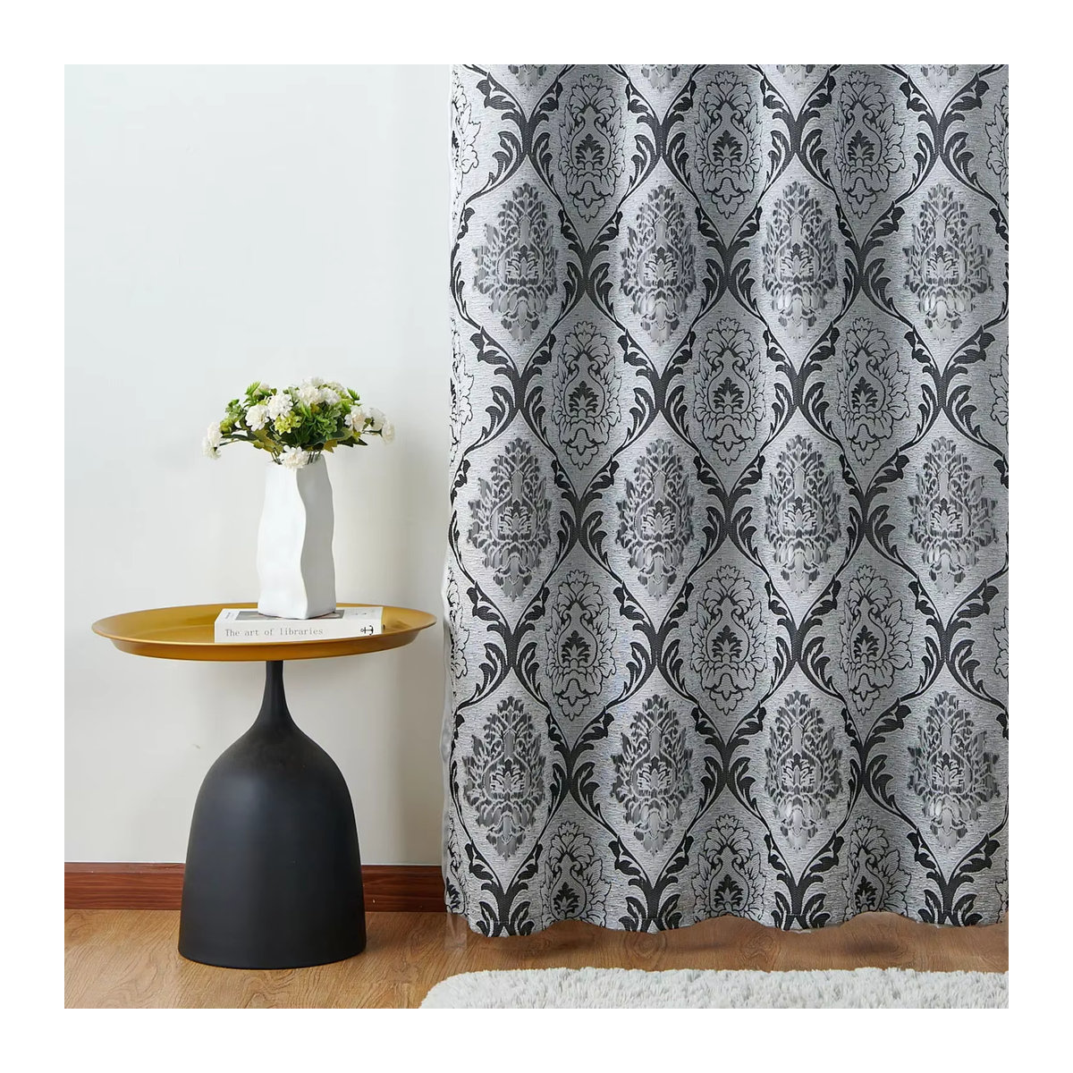 NAPEARL Jacquard-Vorhang in Grau mit geometrischem Blumenmuster zur Verdunkelung für Wohnzimmer und Schlafzimmer - Bild 2