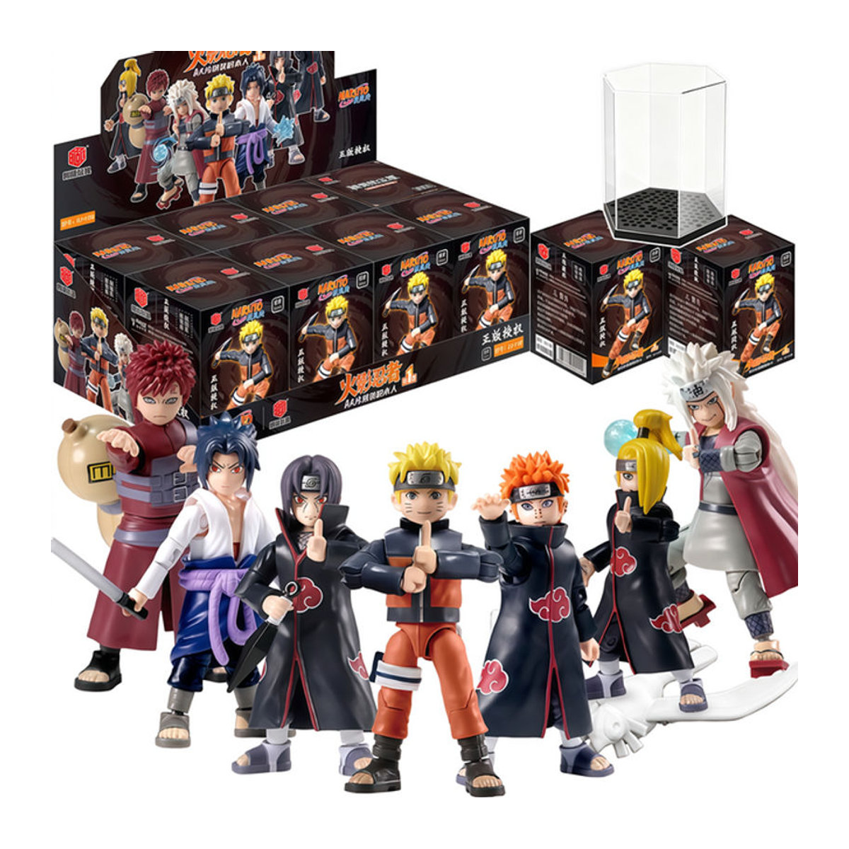 Naru Acchion Anime Figuren Blind Box Set mit Naruto, Sasuke, Itachi und Gaara aus Kunststoff, mehrfarbig - Bild 1