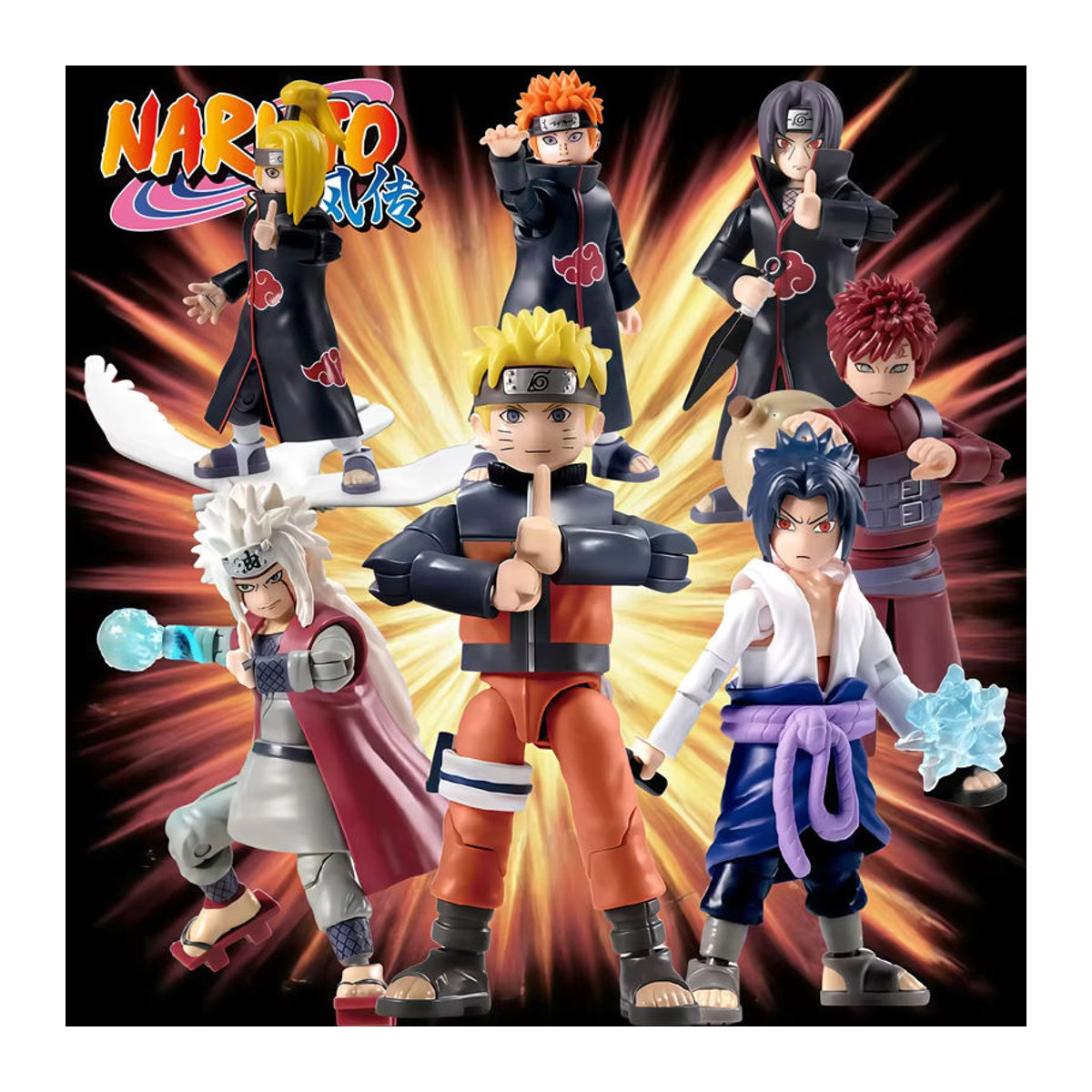 Naru Acchion Anime Figuren Blind Box Set mit Naruto, Sasuke, Itachi und Gaara aus Kunststoff, mehrfarbig - Bild 3