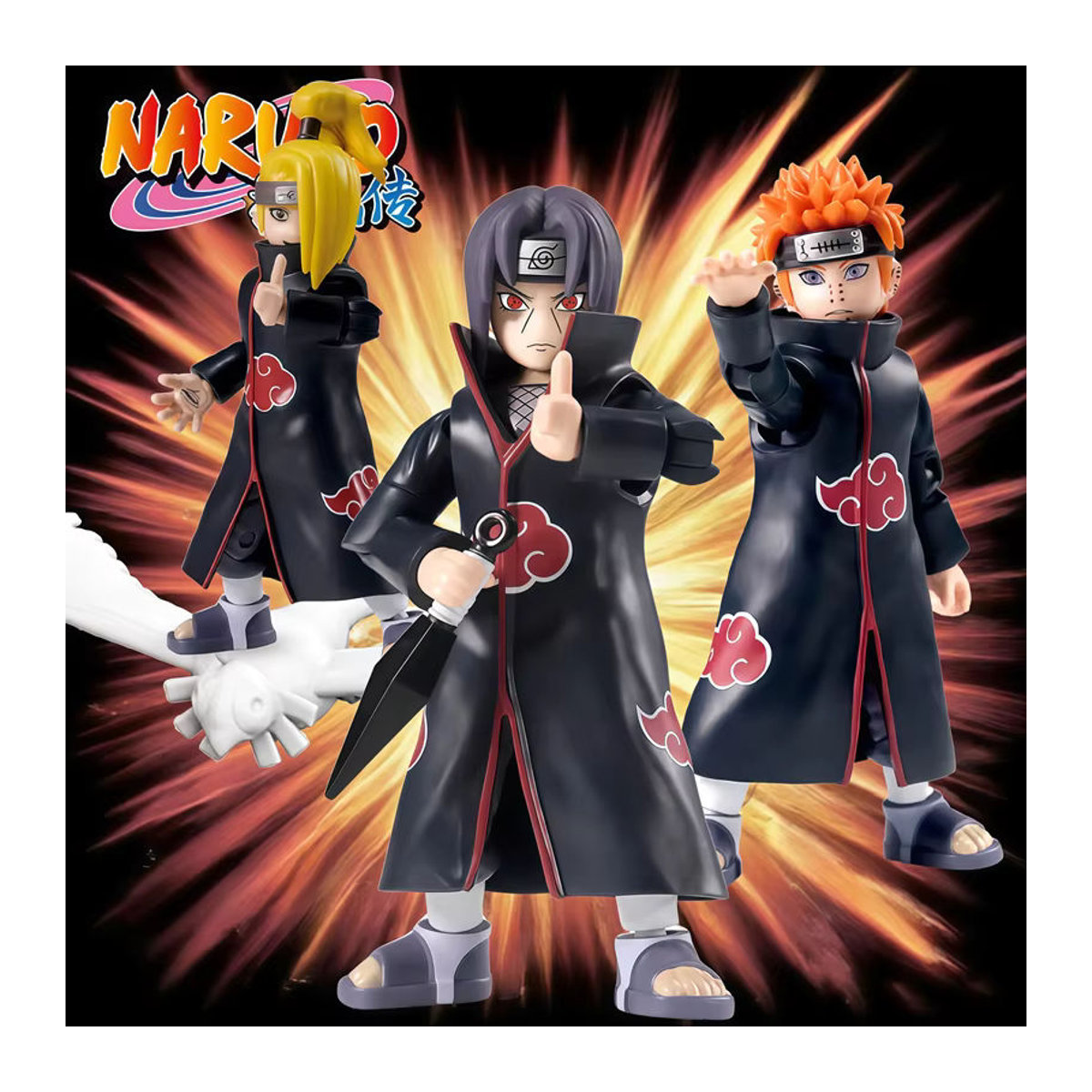 Naru Acchion Anime Figuren Blind Box Set mit Naruto, Sasuke, Itachi und Gaara aus Kunststoff, mehrfarbig - Bild 4