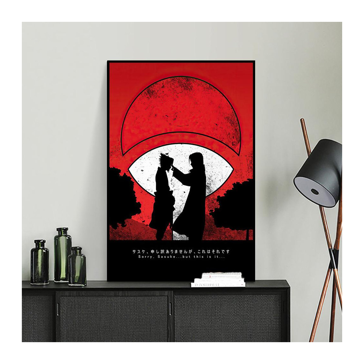 Naruto Anime Poster Sasuke Itachi Leinwandmalerei für dein Kinderzimmer, moderne Wanddekoration in Rot, Rahmenlos, B: 50 cm, H: 70 cm - Bild 2