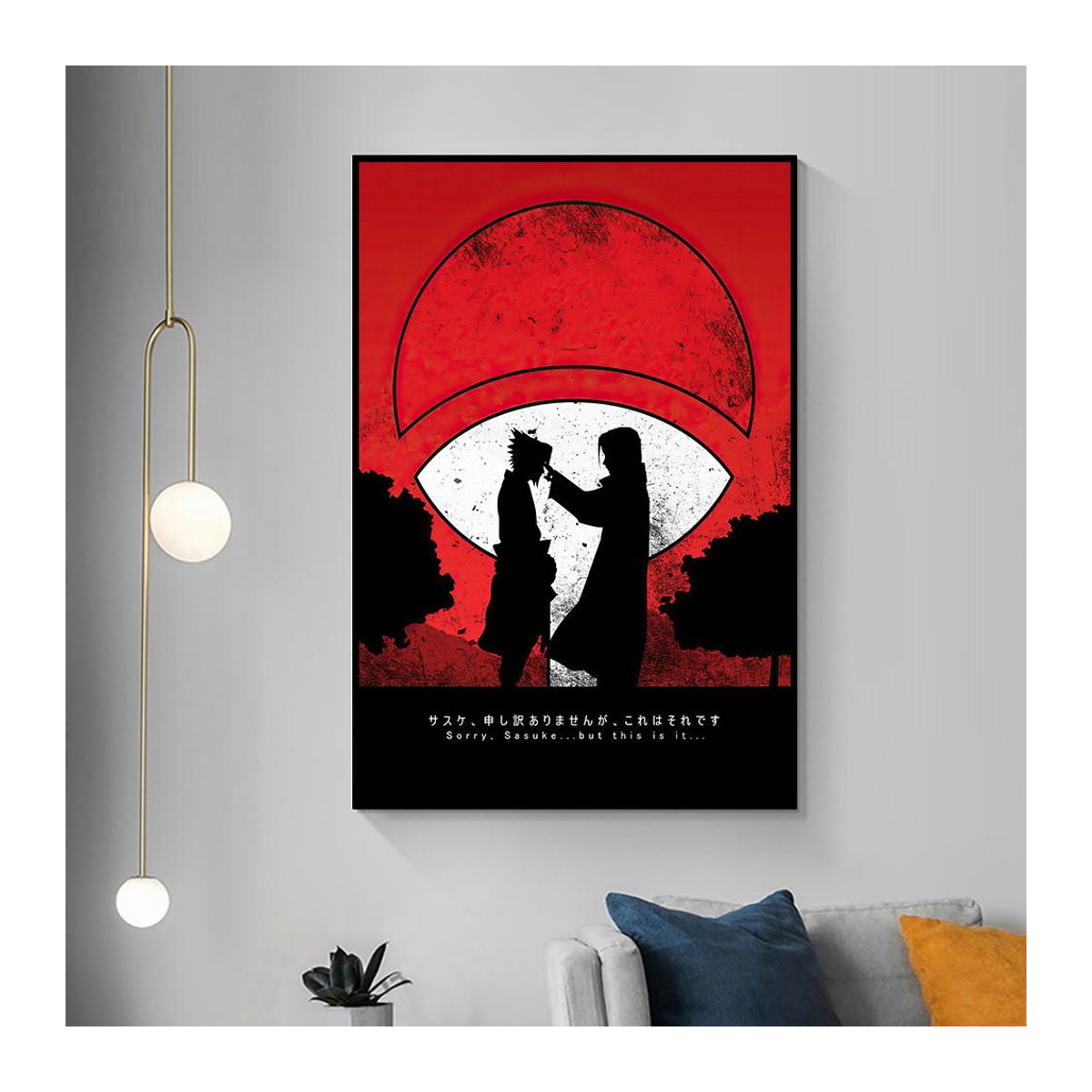 Naruto Anime Poster Sasuke Itachi Leinwandmalerei von aidegou31, dekorative Wandkunst für das Kinderzimmer, rot, B: 70 cm, H: 100 cm, rahmenlos - Bild 3