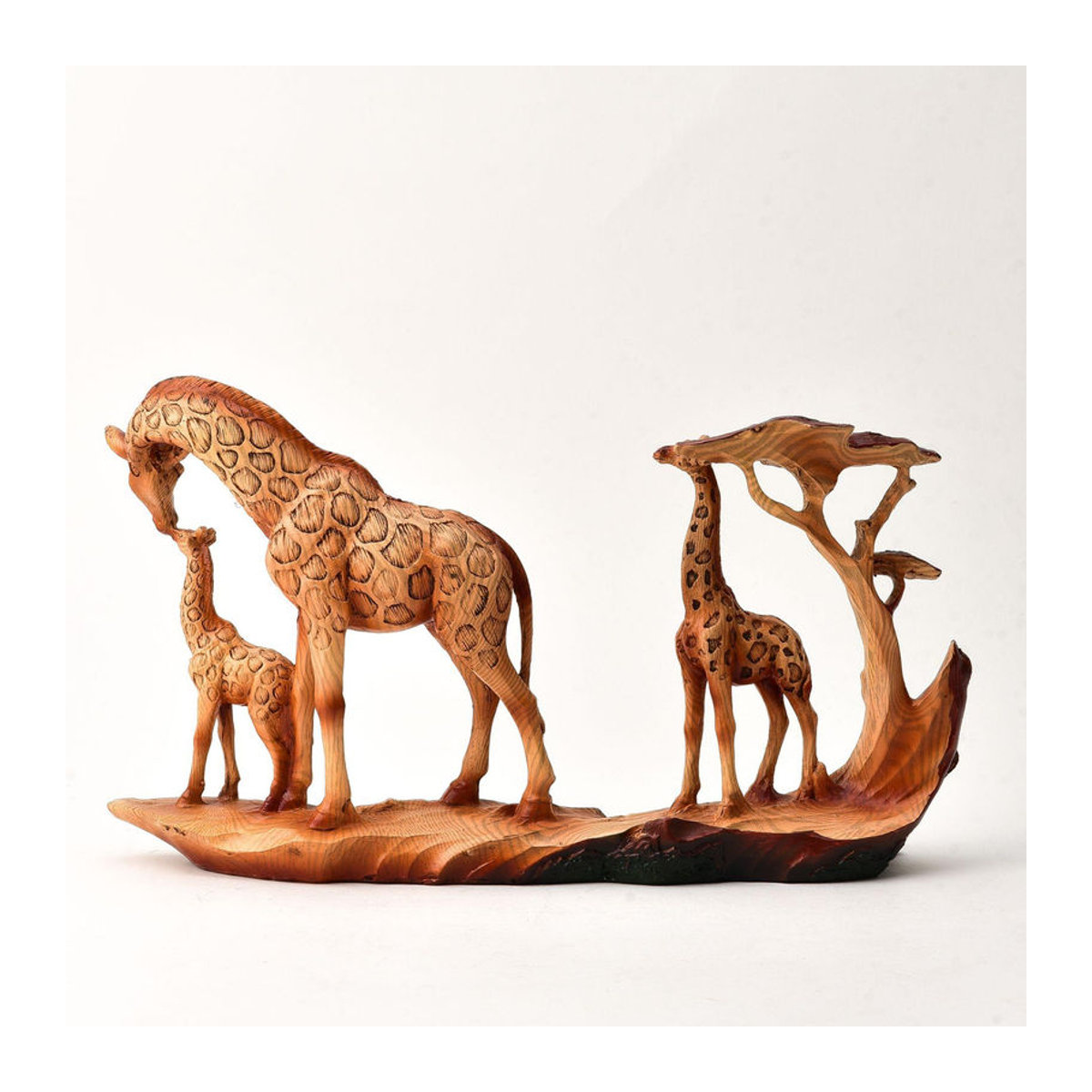 Naturecraft Harzfigur Dreifache Giraffe in Holzoptik, Braun, H: 17.5 cm, B: 7.5 cm, T: 7.5 cm - Bild 2