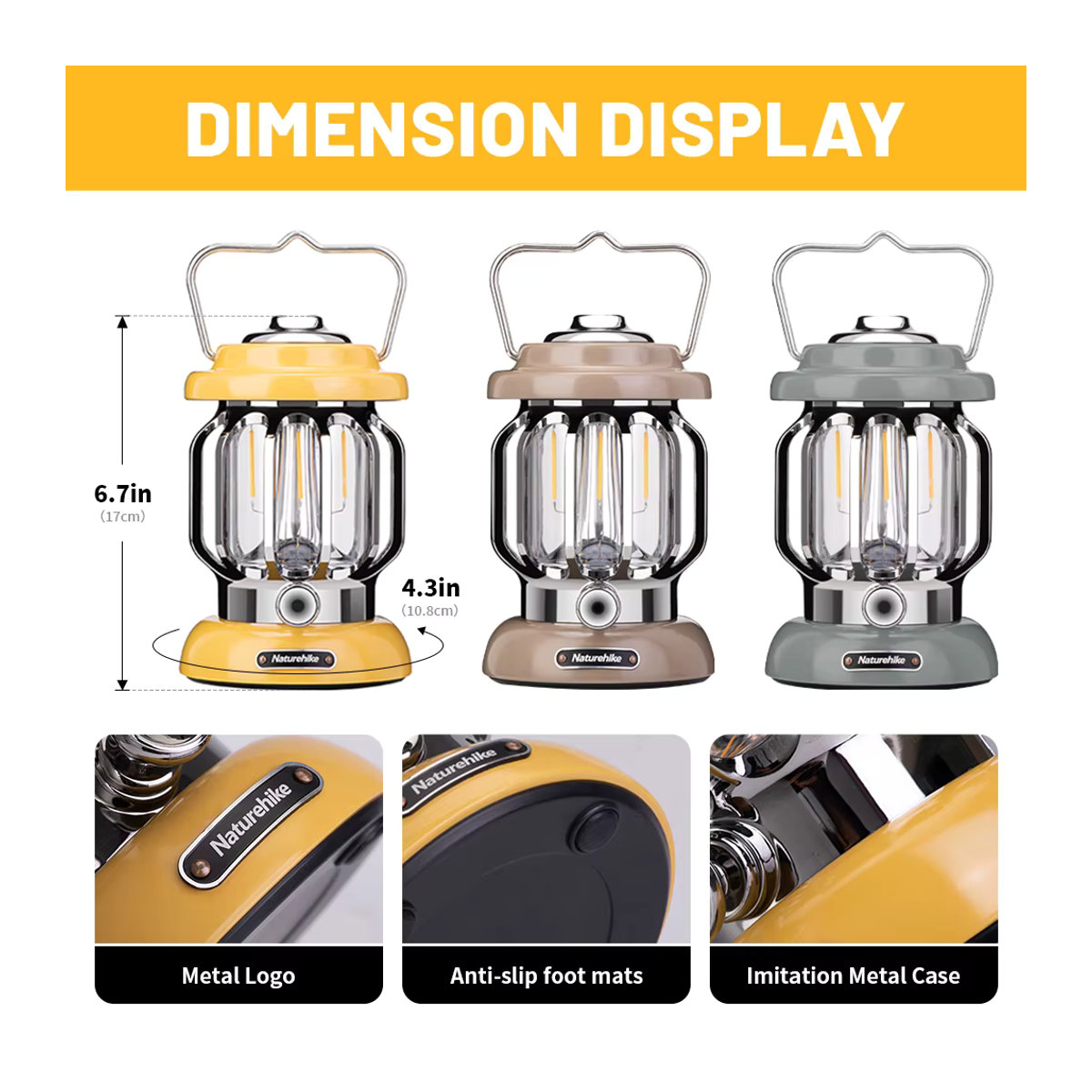 Naturehike Ambient-Camping-Laterne Retro LED-Außenlampe wasserdicht und ultraleicht zum Aufhängen für Wandern und Reisen - Bild 5