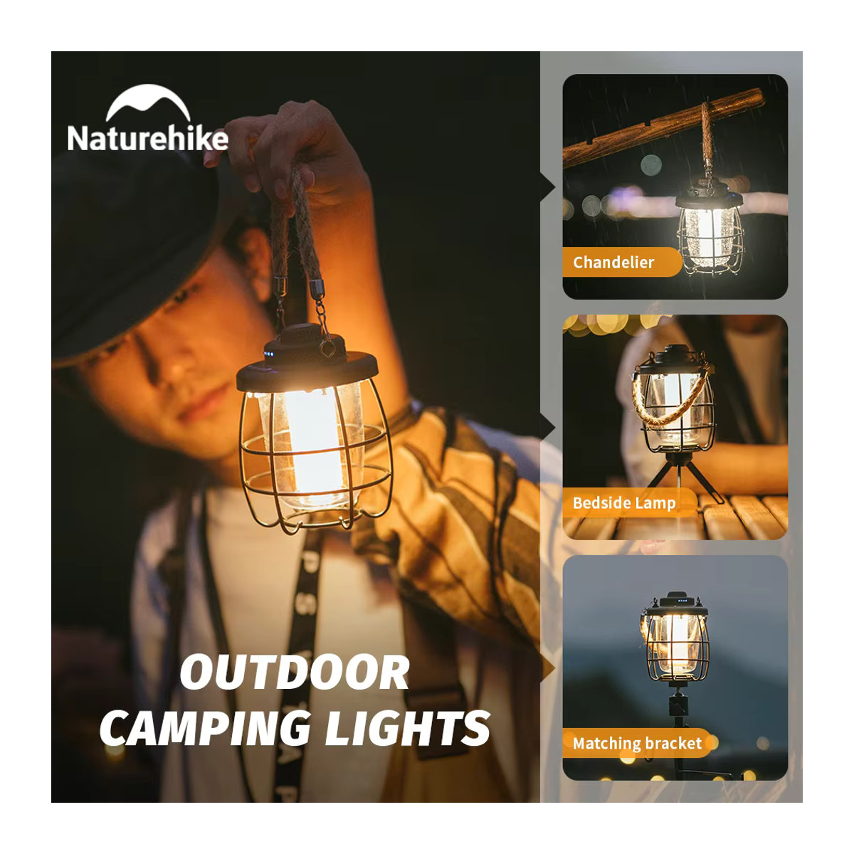 Naturehike Camping Laterne Retro USB Ladbar IPX4 Wasserdicht Ultraleicht für Wandern und Picknick - Bild 2