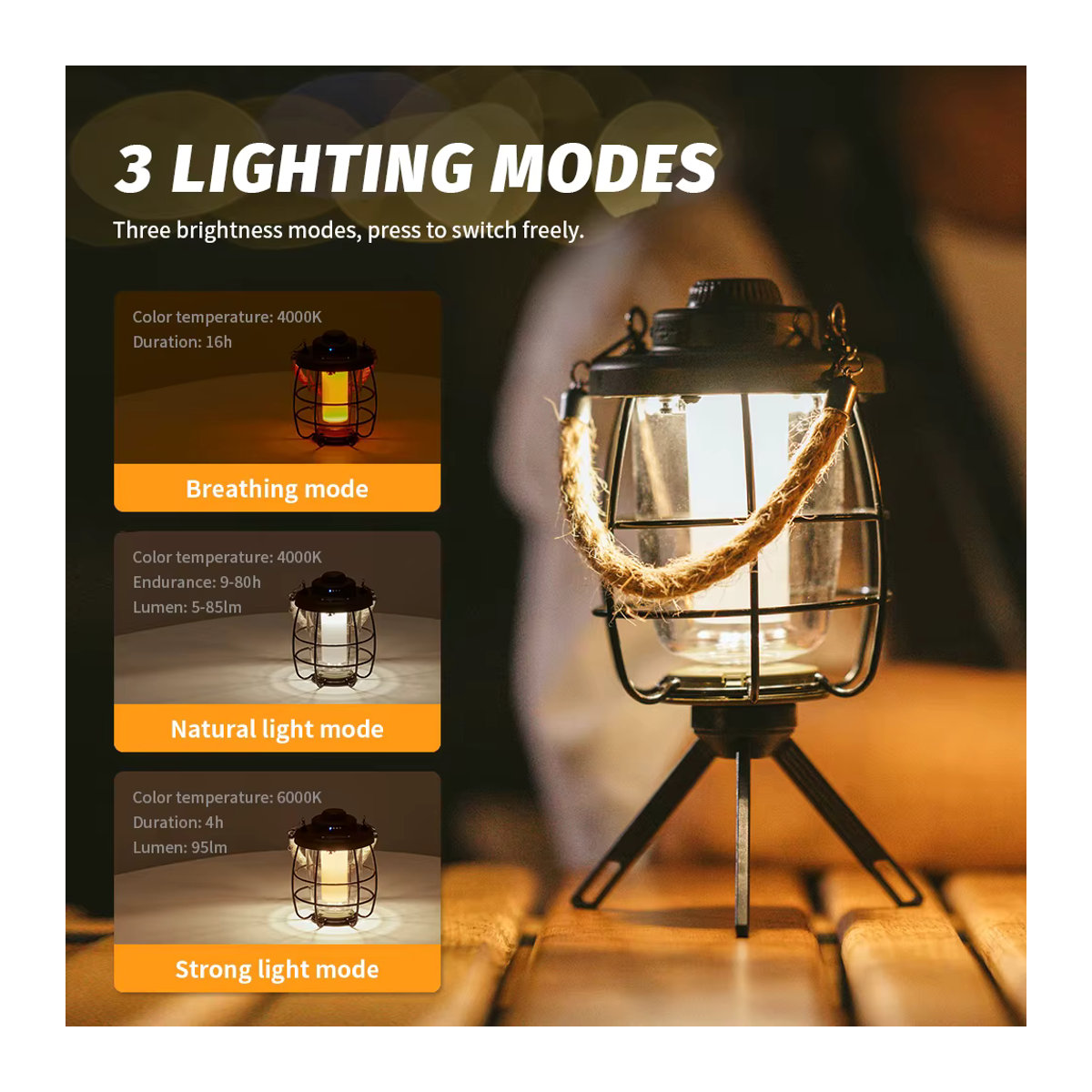 Naturehike Camping Laterne Retro USB Ladbar IPX4 Wasserdicht Ultraleicht für Wandern und Picknick - Bild 3