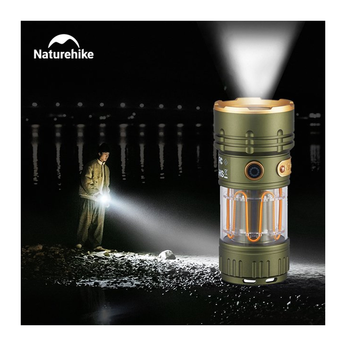 Naturehike Hochleistungs-LED-Taschenlampe für Camping und Outdoor, ultraleicht und wasserdicht mit 250 m Reichweite und Umgebungslicht - Bild 1