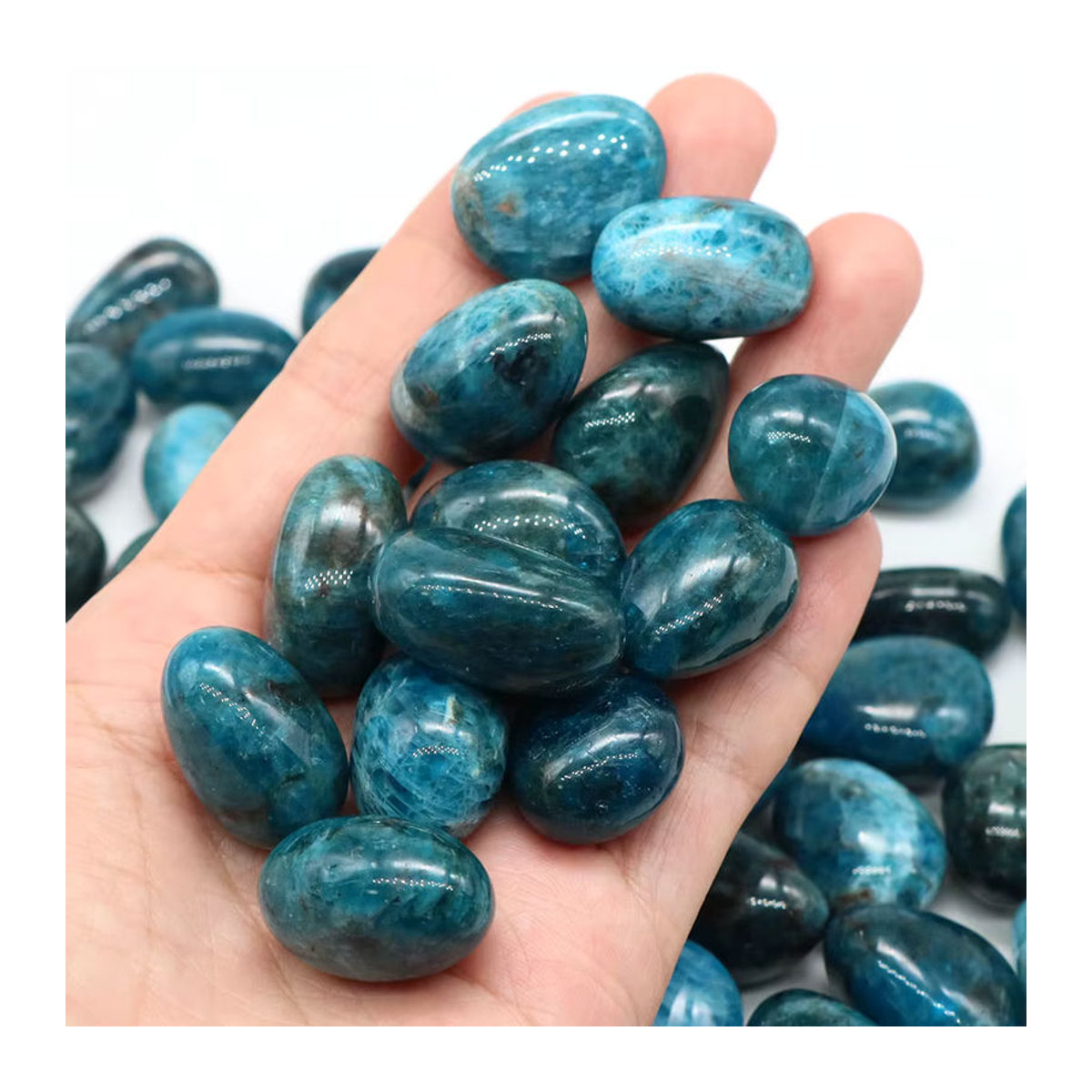 Natürliche blaue und lila Apatit-Quarzkristalle als Trommelsteine und Mineralproben zur Dekoration von Heim-Aquarien - Bild 2