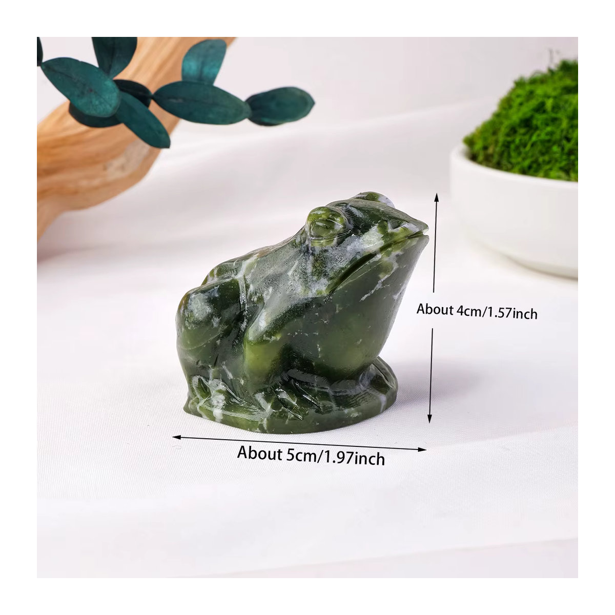 Natürliche grüne Kristall-Frosch-Statue aus Rohstein als dekorative Tier-Skulptur für dein Zuhause - Bild 2