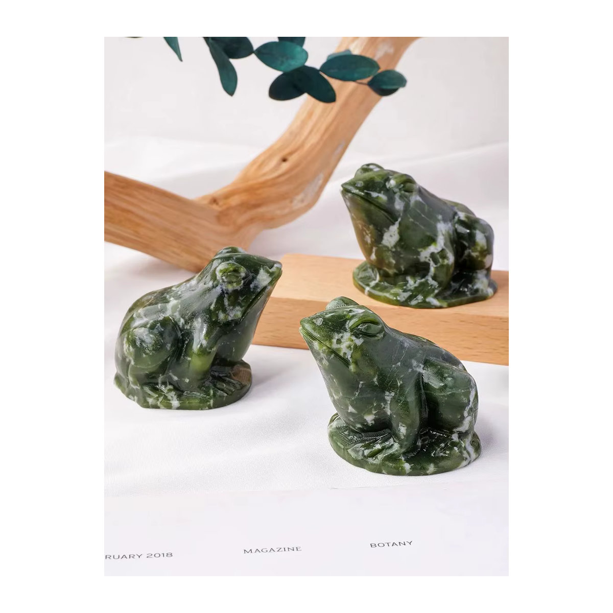 Natürliche grüne Kristall-Frosch-Statue aus Rohstein als dekorative Tier-Skulptur für dein Zuhause - Bild 7