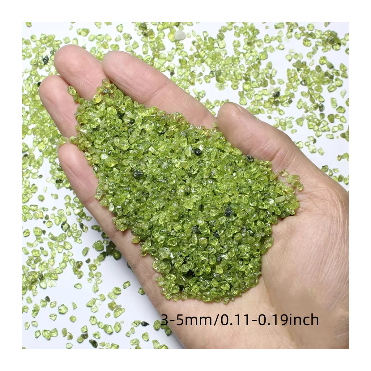Natürliche Peridot Olivin Chips in Grün, unregelmäßige Edelstein-Chips für DIY-Zubehör und Dekoration, 50 g - Bild 3