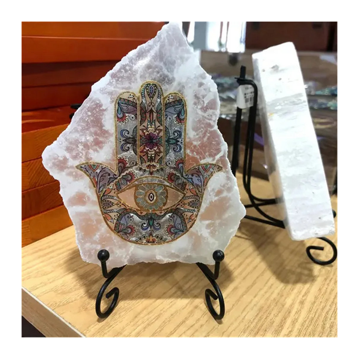 Natürliche Selenit-Kristallscheibe in Weiß als Fatima-Ladeplatte für Meditation und Fengshui - Bild 1