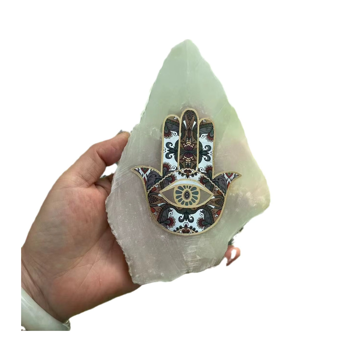 Natürliche Selenit-Kristallscheibe in Weiß als Fatima-Ladeplatte für Meditation und Fengshui - Bild 3