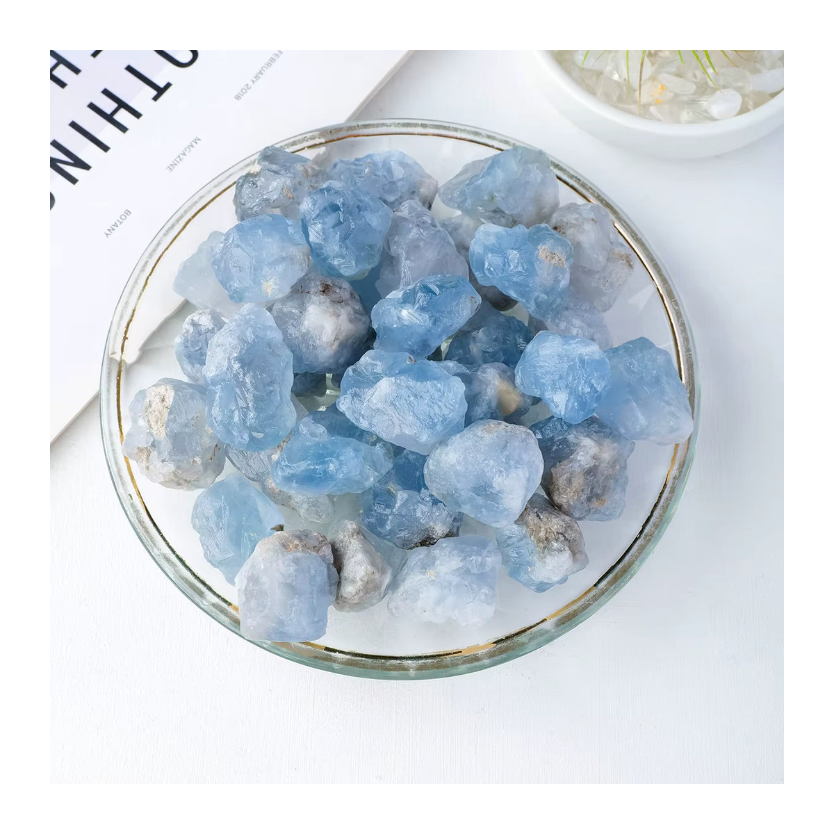 Natürlicher Celestin-Rohstein in Blau als Dekoration und für die Aromatherapie - Bild 3