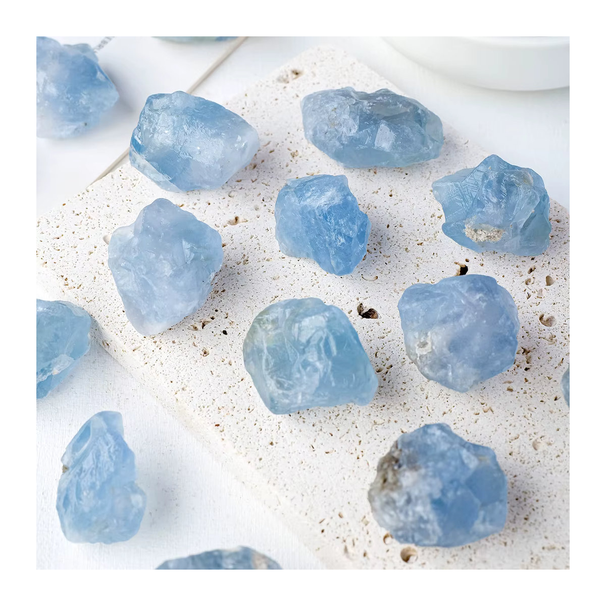 Natürlicher Celestin-Rohstein in Blau als Dekoration und für die Aromatherapie - Bild 4