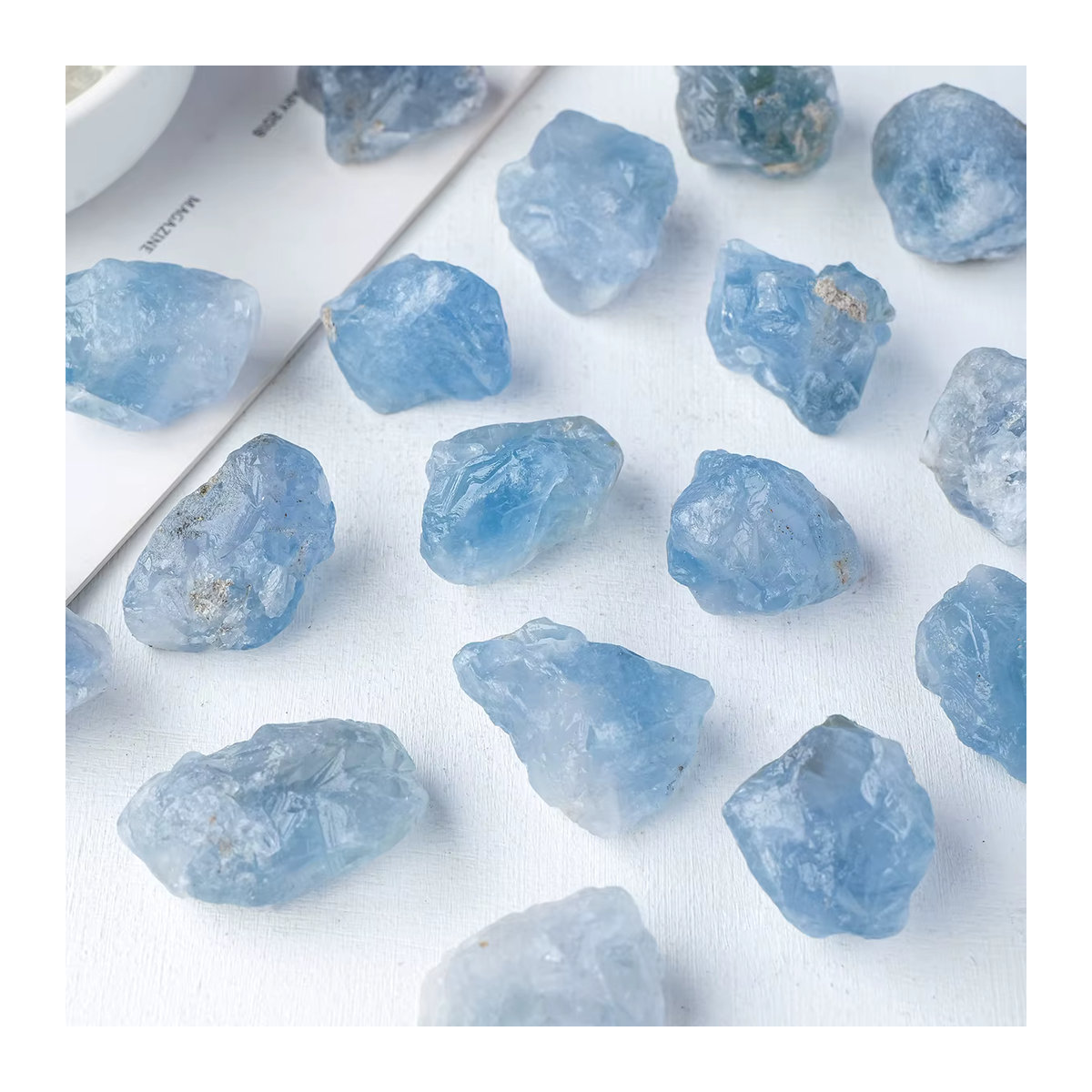 Natürlicher Celestin-Rohstein in Blau als Dekoration und für die Aromatherapie - Bild 6