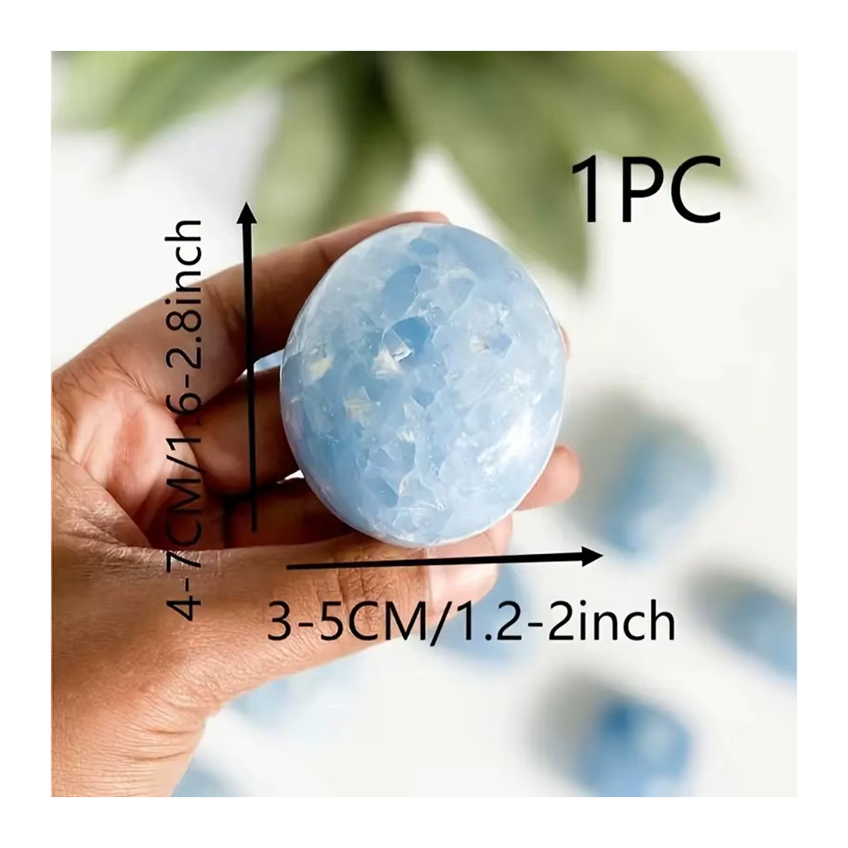 Natürlicher Celestite Kristall Palmstein in Blau, unregelmäßig geformter polierter Stein für Meditation und Dekoration von Sisterstone - Bild 3
