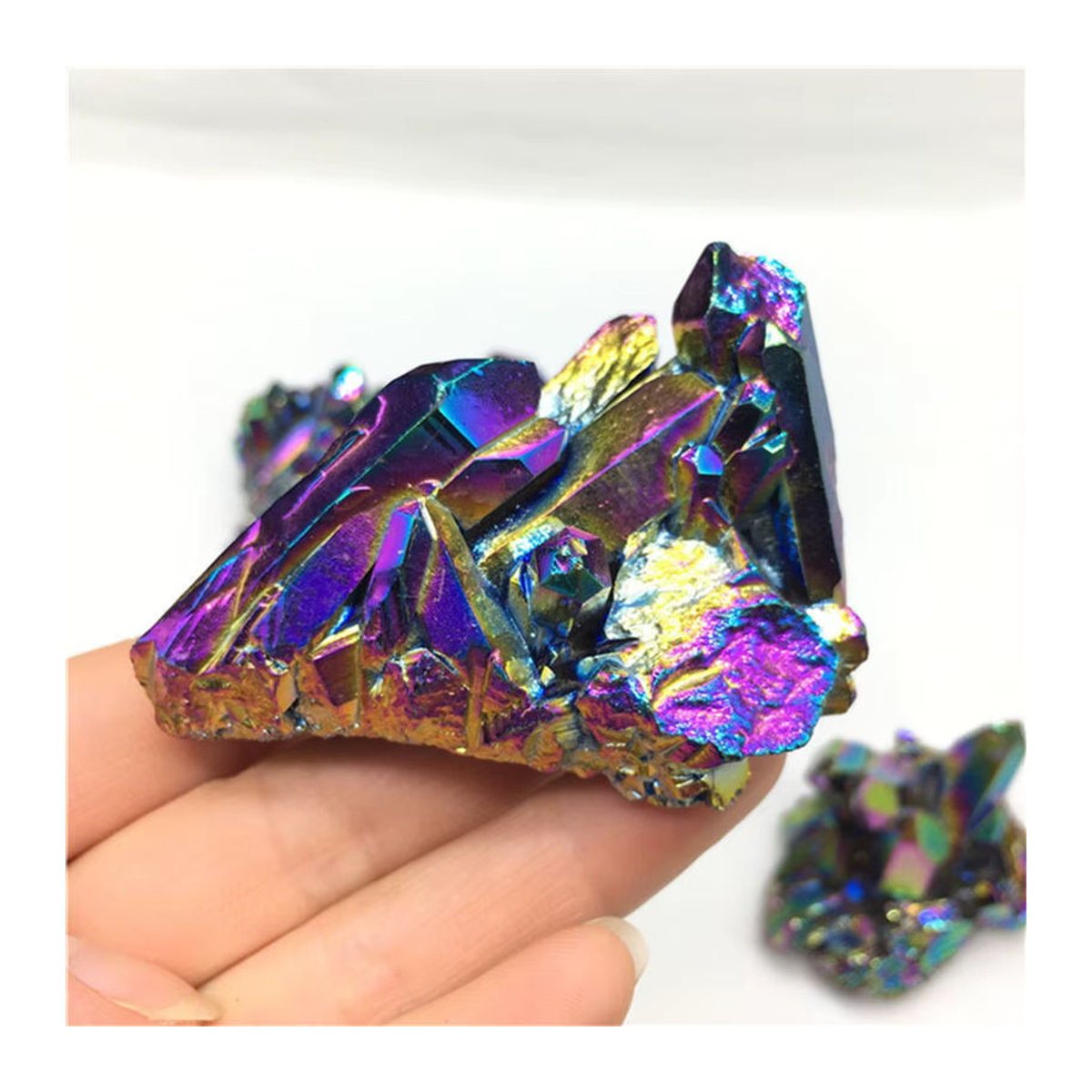 Natürlicher Regenbogen Titan Quarz Kristall Cluster als Dekoration und Heilstein in Mehrfarbig - Bild 4