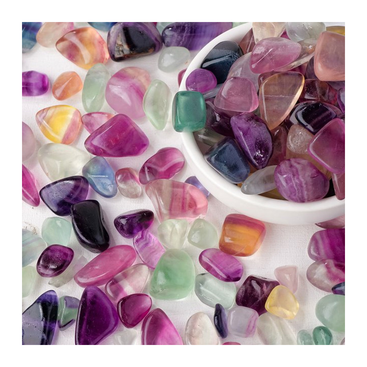 Natürlicher Regenbogenfluorit Kristall Rolling Stones, mehrfarbig, 100 g - Bild 1