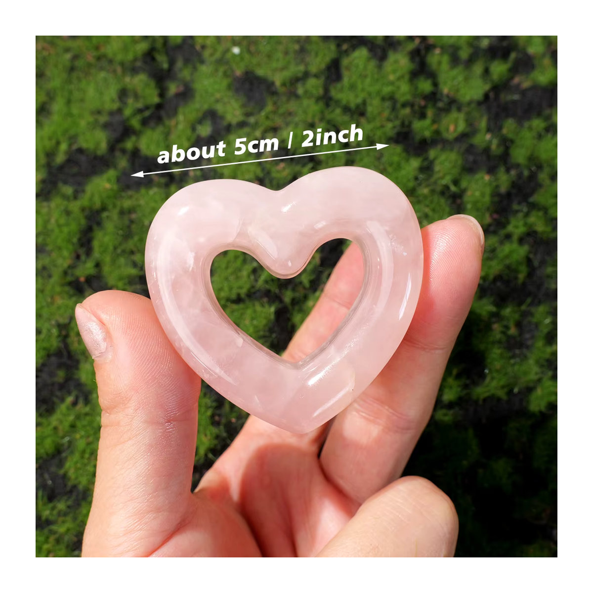 Natürlicher Rosenquarz als hohl geschnitztes Ornament in Rosa für DIY Schmuck und Dekoration - Bild 3