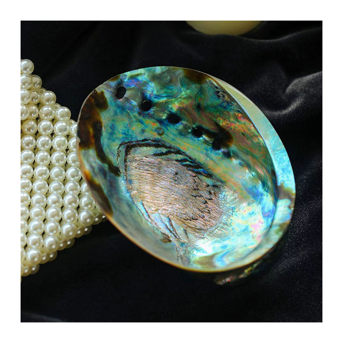 Natürliches Abalone Shell Salbei-Wischset mit Stativ-Ständer, mehrfarbig, 11-13 cm - Bild 2
