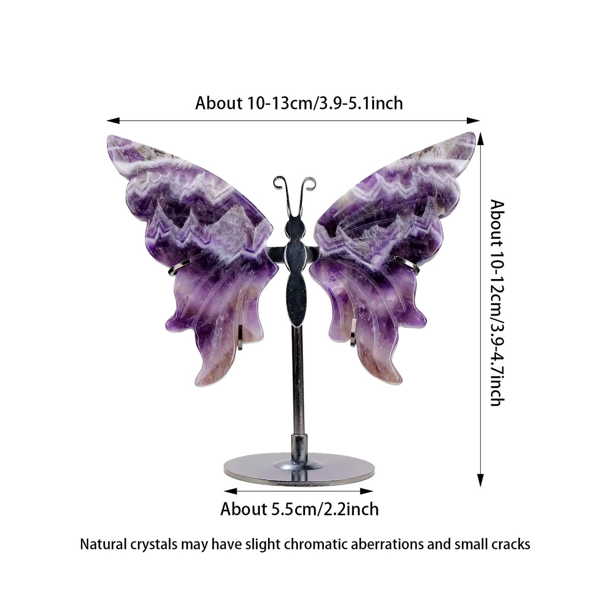 Natürliches Amethyst-Kristall Ornament in Schmetterlingsform, lila und mehrfarbige Stein-Schnitzerei für dein Zuhause oder das Büro - Bild 2