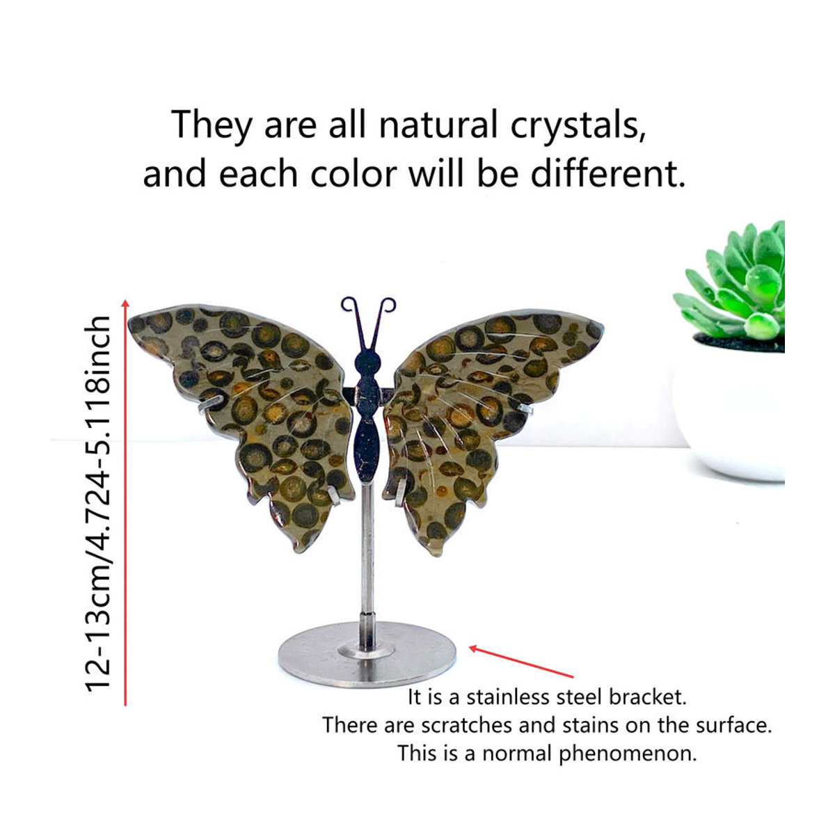 Natürliches Kristall-Schmetterling-Ornament mit Leopard-Print in Braun als Dekoration für Schreibtisch und Büro - Bild 5