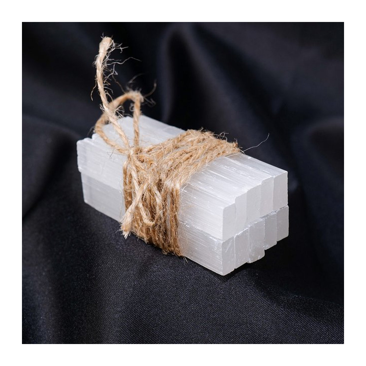 Natürliches Selenit Kristall-Set aus Marokko mit Platte und Blatt in Weiß - Bild 1