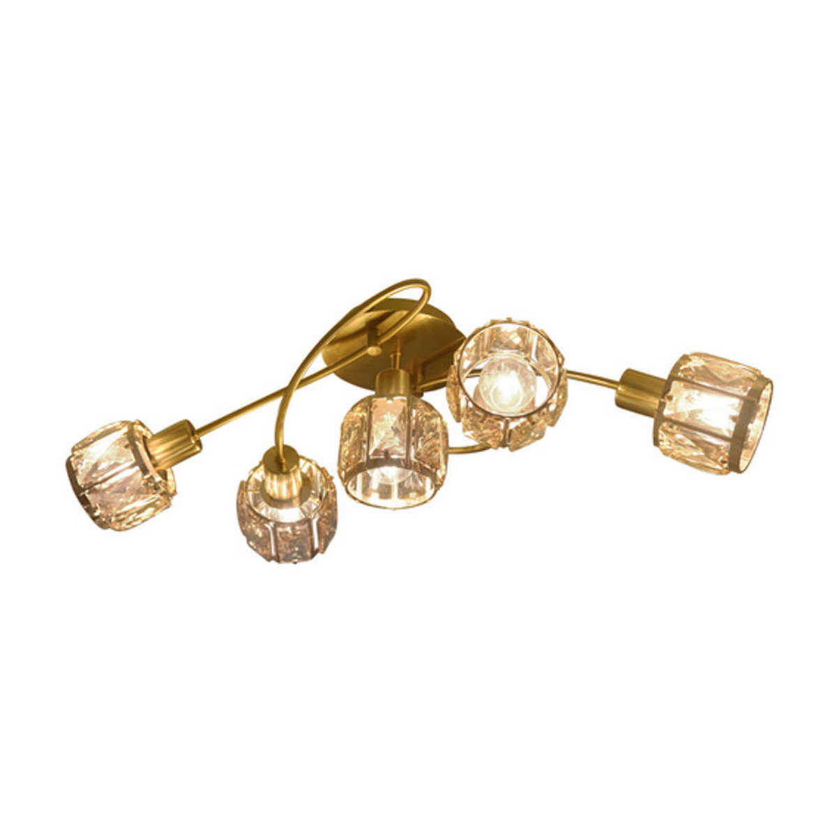 Näve LED-Deckenleuchte Josefa in Gold/Messing aus Metall und Glas mit warmweißem Licht, Länge: 61 cm - Bild 2