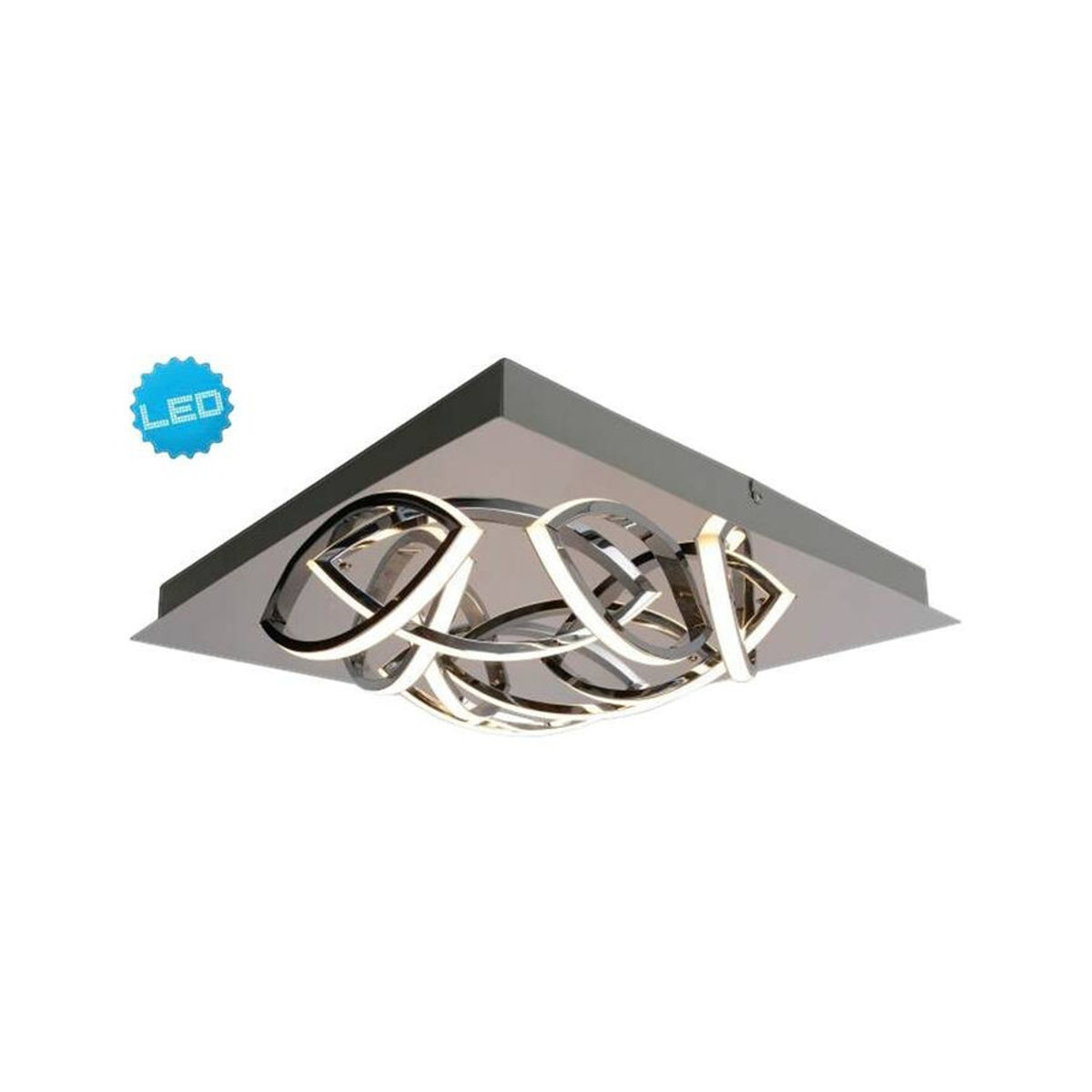 Näve LED Deckenleuchte Manchester in Chrom und Aluminium, Warmweiß, B/H/T: 41 x 8,5 x 41 cm - Bild 1