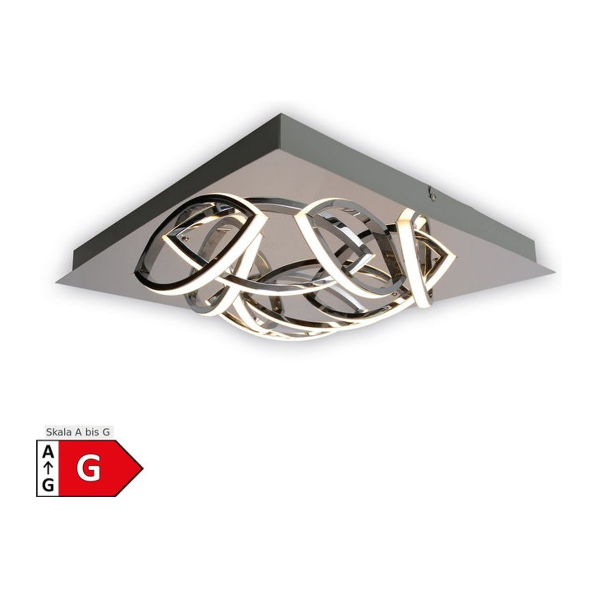 Näve LED Deckenleuchte Manchester in Chrom und Aluminium, Warmweiß, B/H/T: 41 x 8,5 x 41 cm - Bild 3